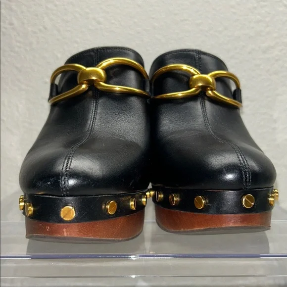 Veronica Beard Giles Block Heel Mule Clogs, Black,Size 8M Bohemian leather Heel - Picture 9 of 12